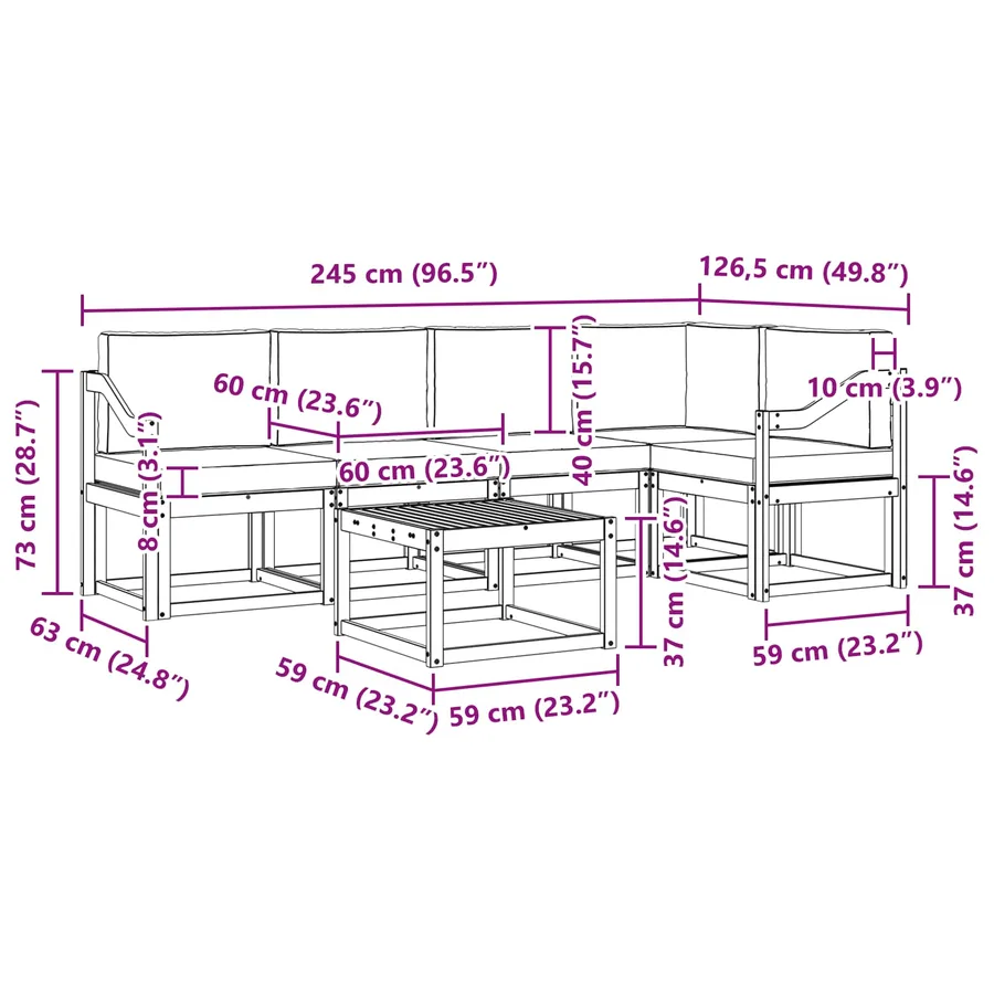 Ensemble de canapés d'extérieur 6 pcs Blanc et crème - 8