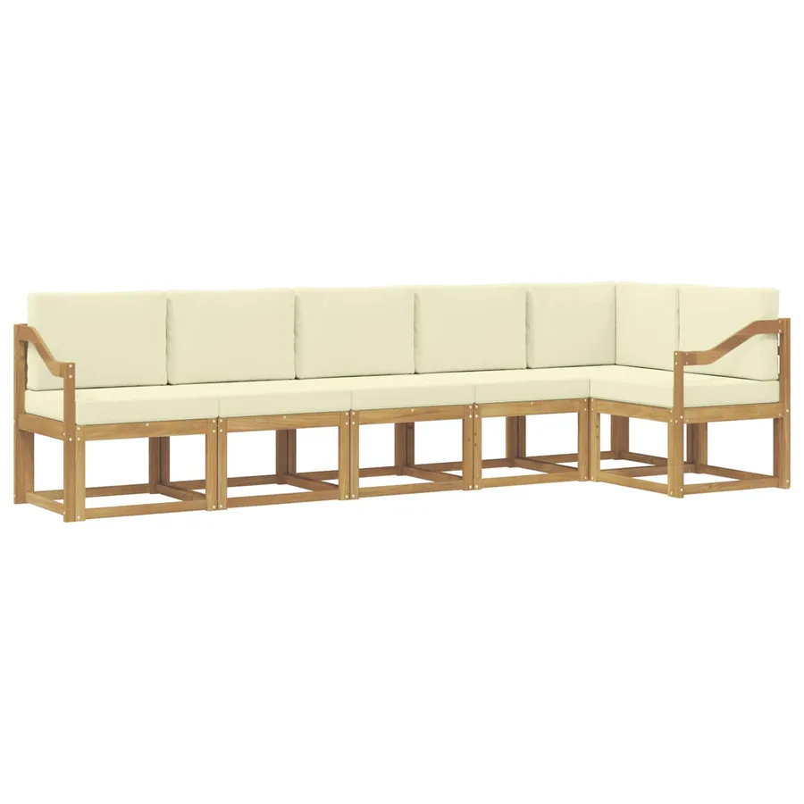 Ensemble de canapés d'extérieur 6 pcs Blanc et crème Polyester - 2