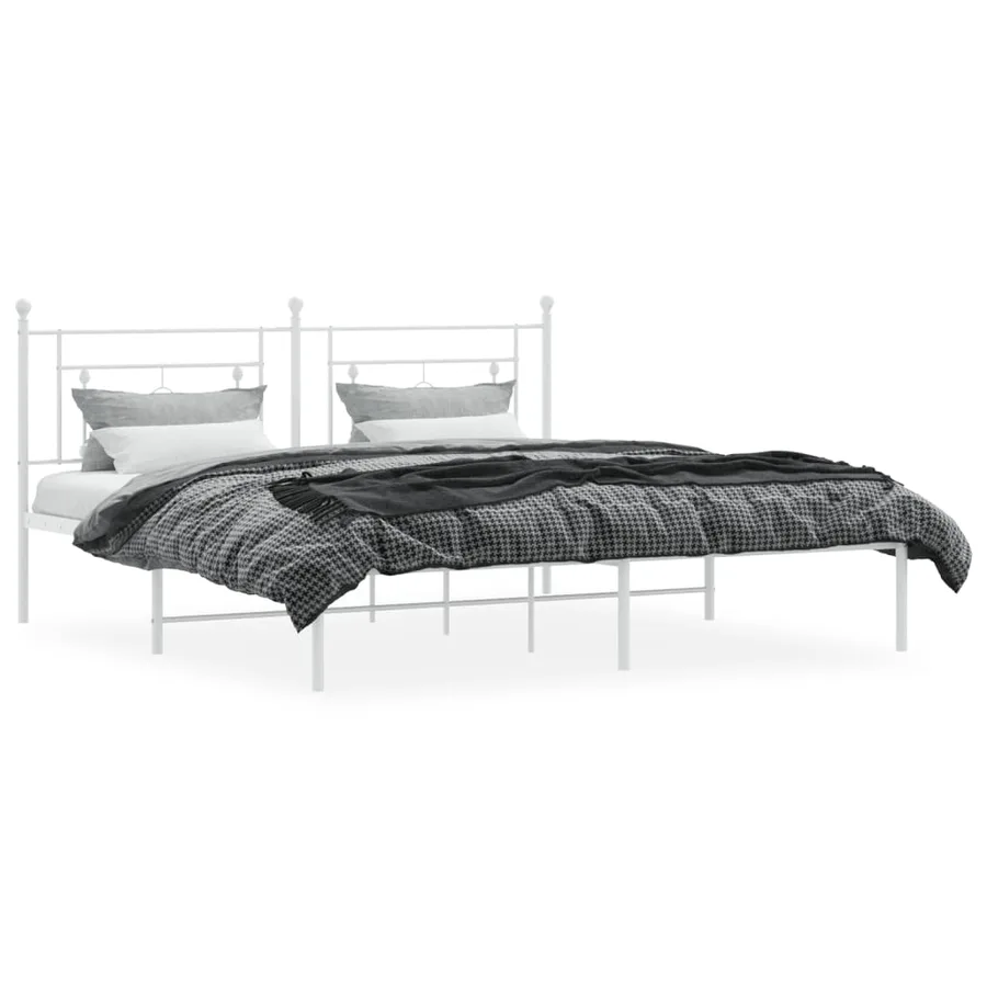 Cadre de lit métal sans matelas et tête de lit blanc 183x213 cm - 3