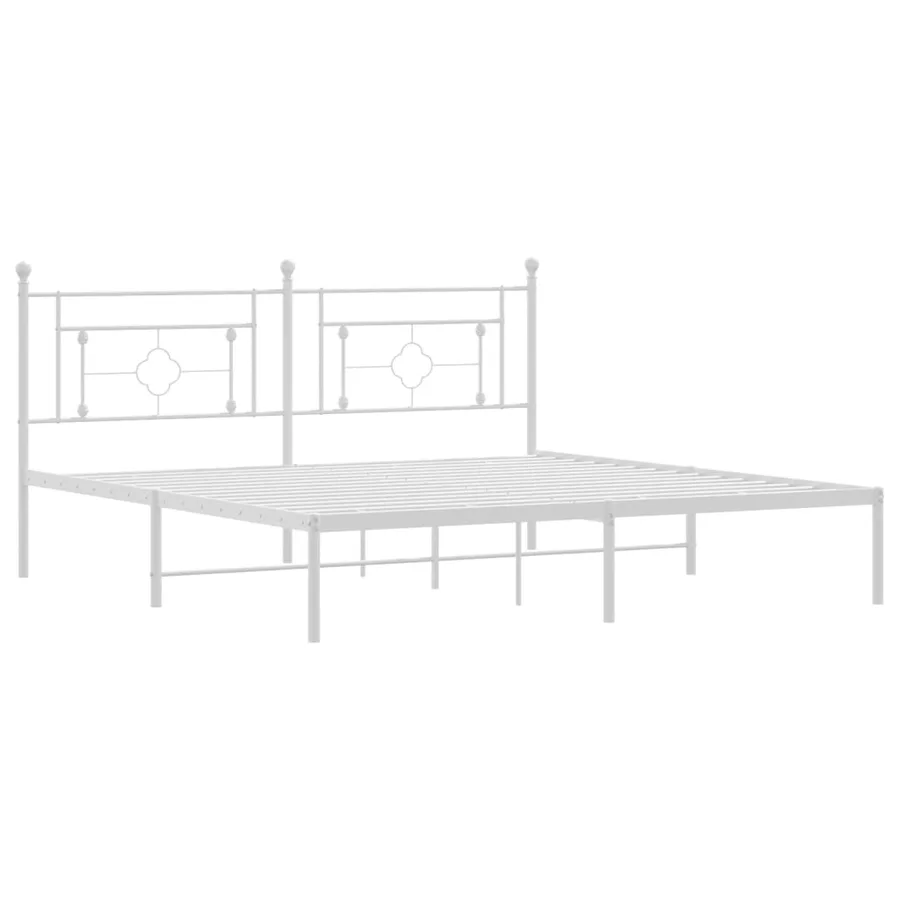 Cadre de lit métal sans matelas et tête de lit blanc 183x213 cm - 4