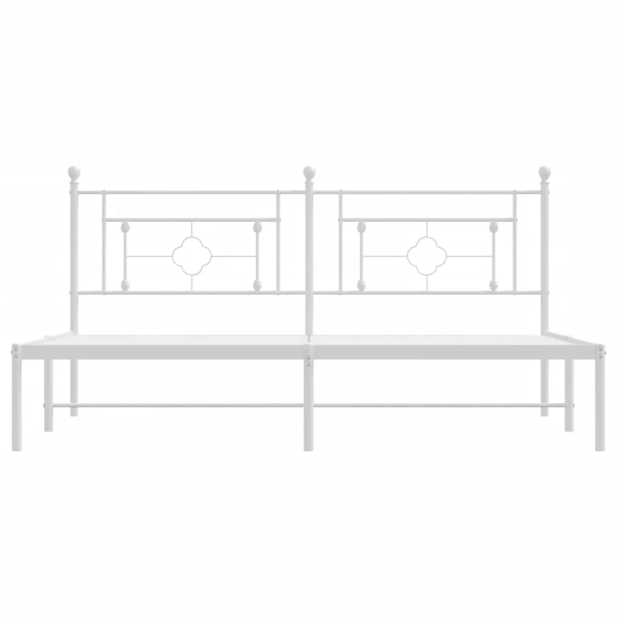 Cadre de lit métal sans matelas et tête de lit blanc 183x213 cm - 5