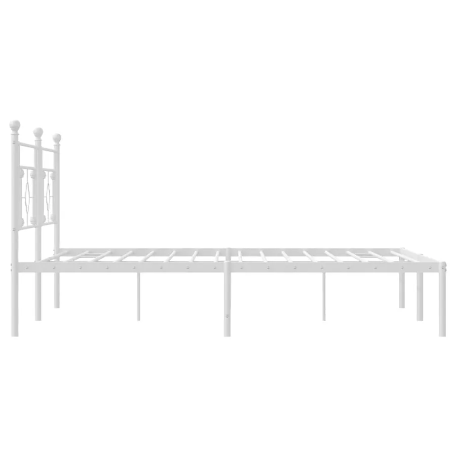 Cadre de lit métal sans matelas et tête de lit blanc 183x213 cm - 6