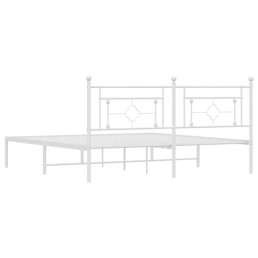 Cadre de lit métal sans matelas et tête de lit blanc 183x213 cm - 7