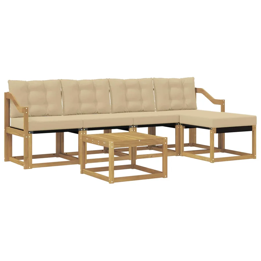 Ensemble de canapés d'extérieur 6 pcs Blanc et Beige - 2