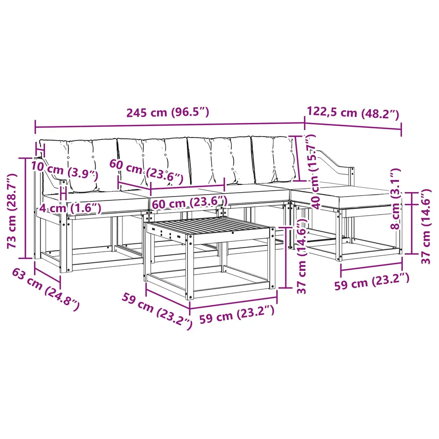 Ensemble de canapés d'extérieur 6 pcs Blanc et Beige - 9