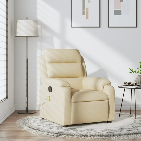 Fauteuil inclinable de massage crème tissu