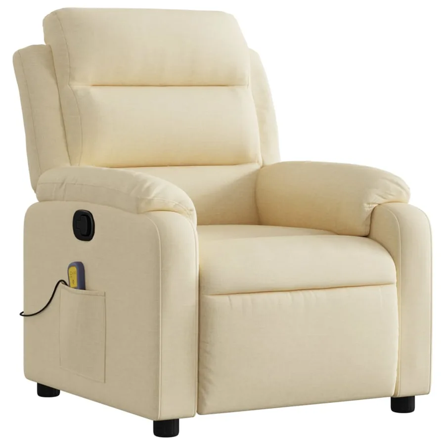 Fauteuil inclinable de massage crème tissu - 3