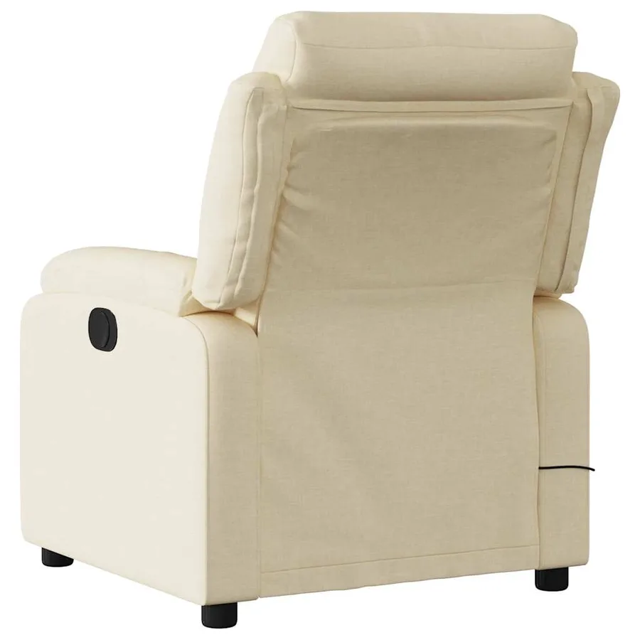 Fauteuil inclinable de massage crème tissu - 4