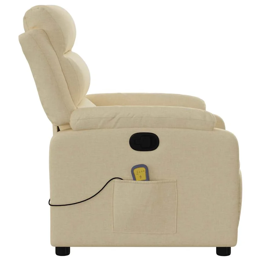 Fauteuil inclinable de massage crème tissu - 8