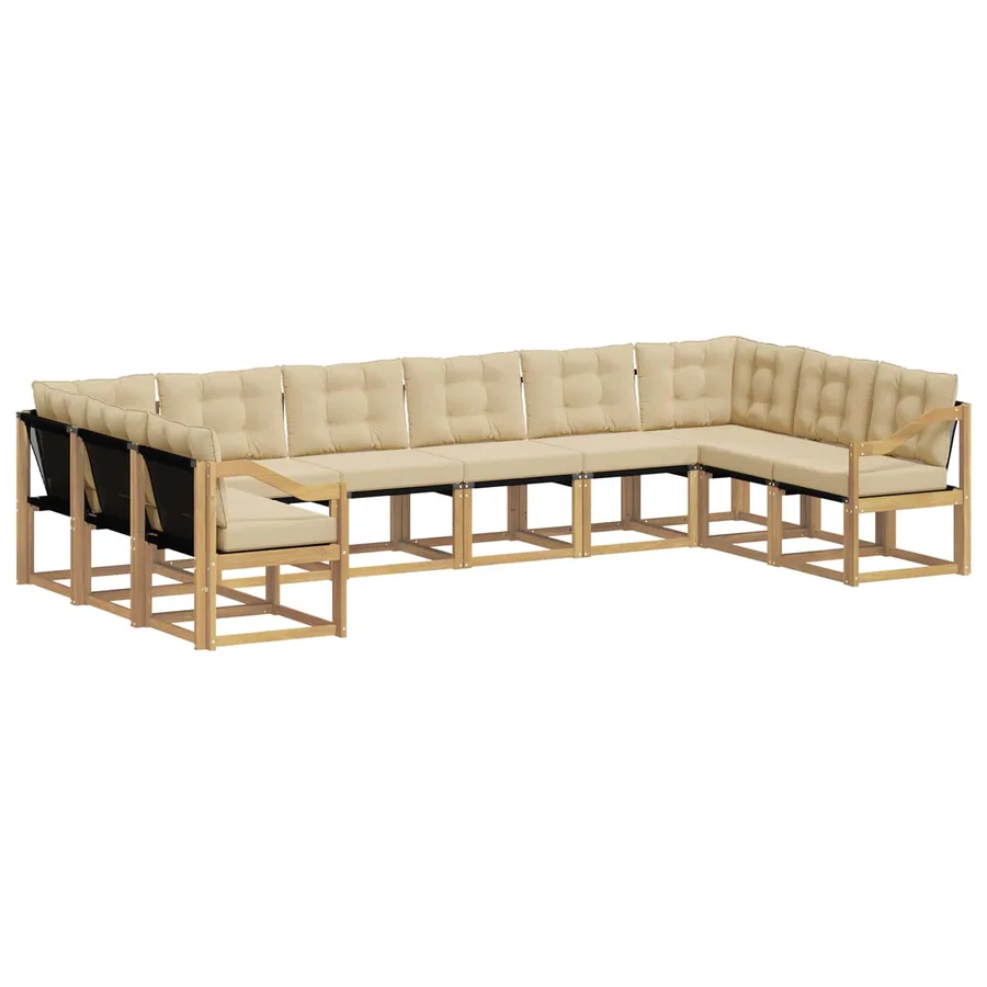 Ensemble de canapés d'extérieur 10 pcs Blanc et Beige - 2