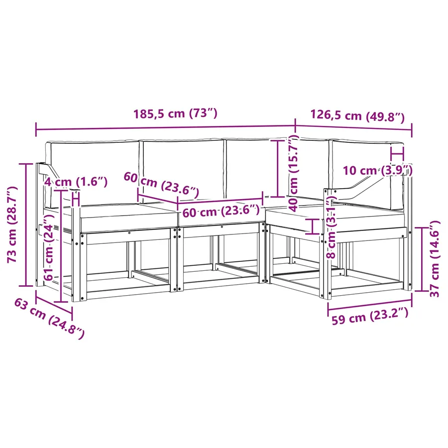 Ensemble de canapés d'extérieur 4 pcs Blanc et anthracite - 7