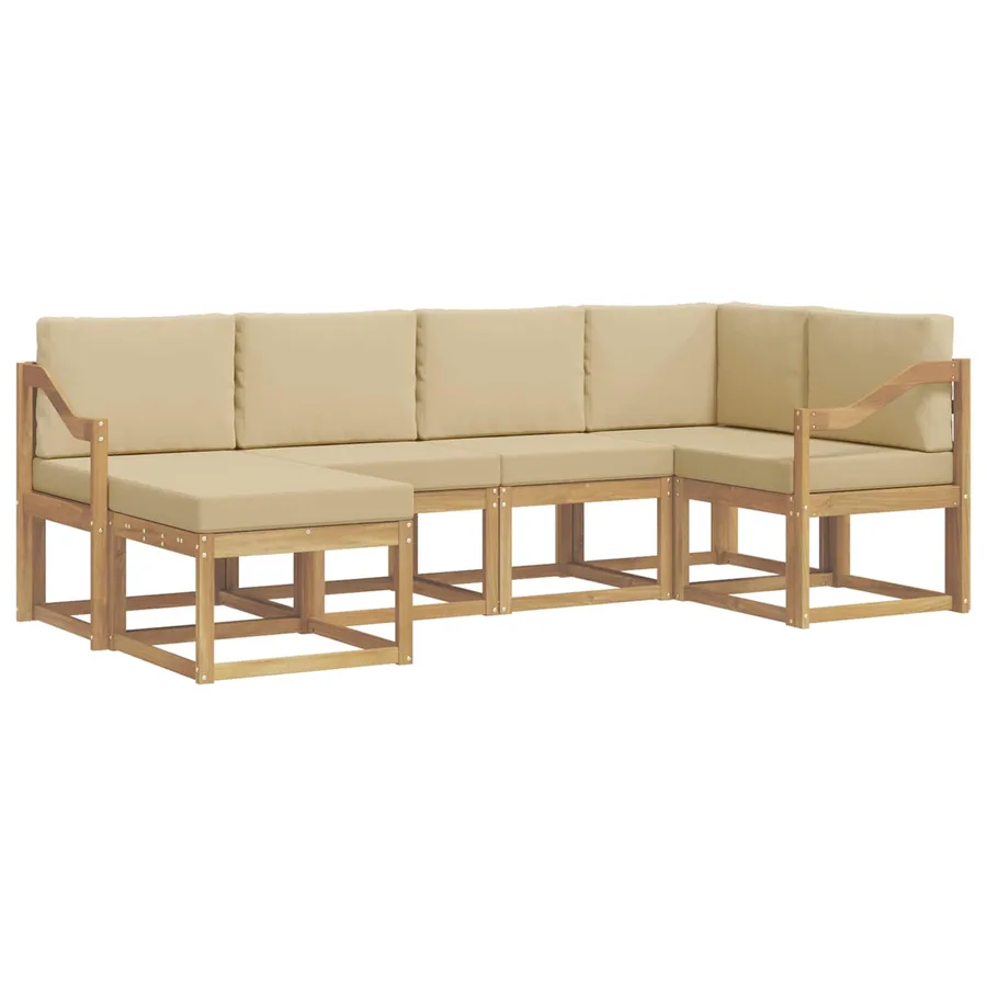 Ensemble de canapés d'extérieur 6 pcs Blanc et Beige Polyester - 2