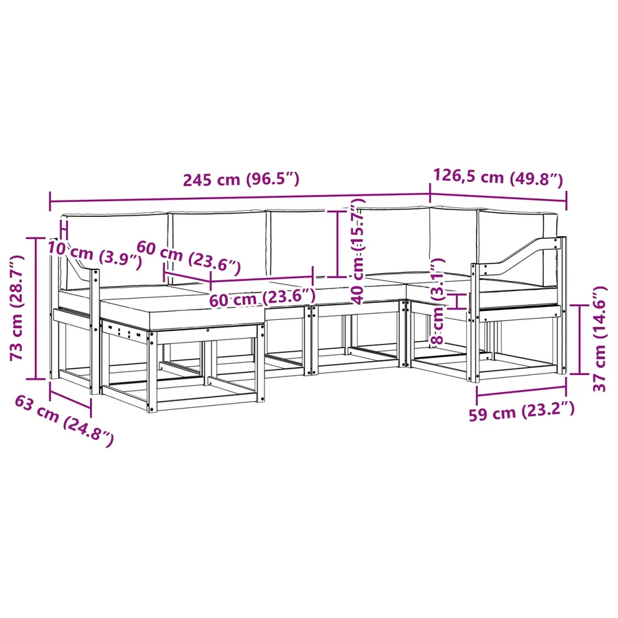 Ensemble de canapés d'extérieur 6 pcs Blanc et Beige Polyester - 7