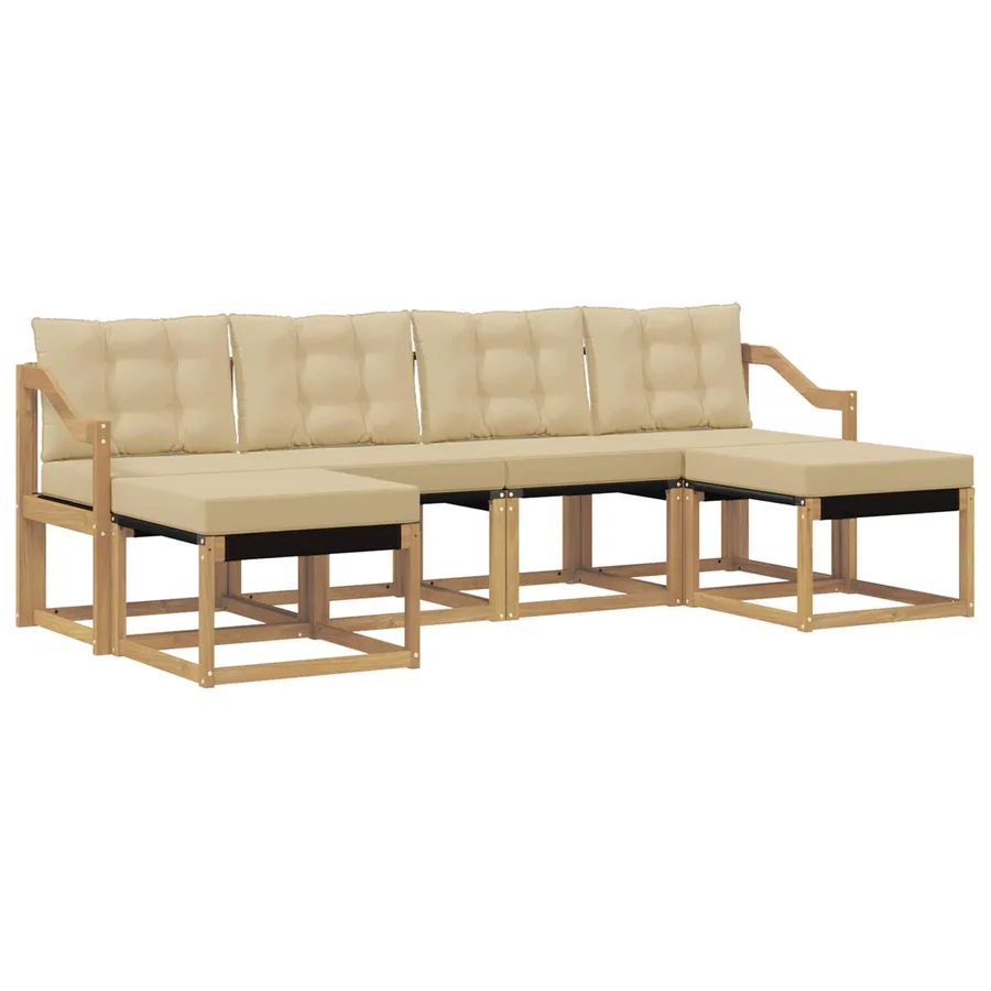 Ensemble de canapés d'extérieur 6 pcs Blanc et Beige - 2