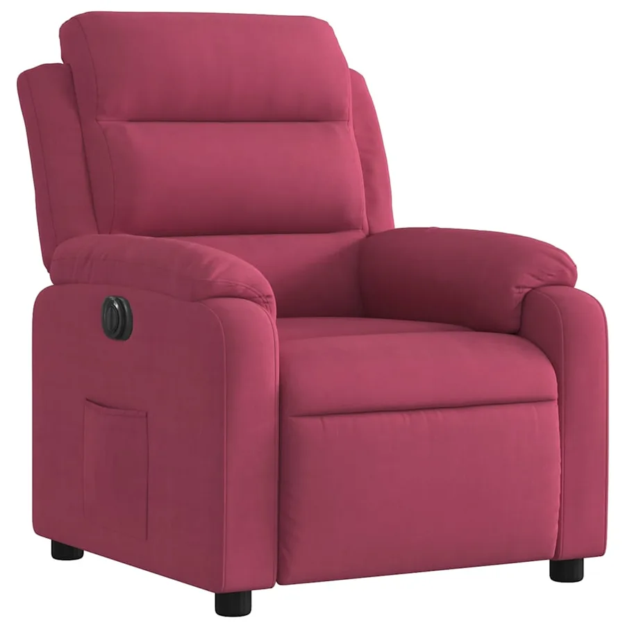 Fauteuil inclinable électrique rouge bordeaux velours - 4
