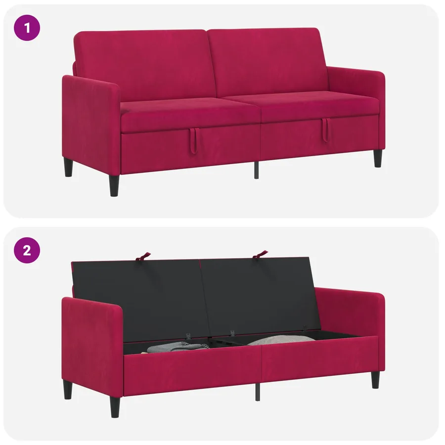 Sofa avec rangement Bordeaux 192 x 78 x 87 cm Polyester - 6