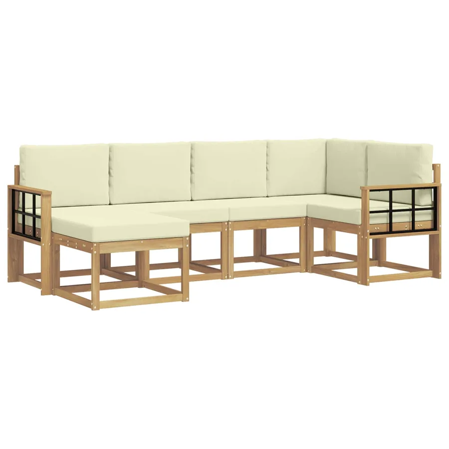 Ensemble de canapés d'extérieur 6 pcs Blanc et crème Polyester - 2