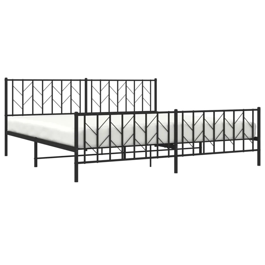 Cadre de lit métal sans matelas avec pied de lit noir 200x200cm - 3