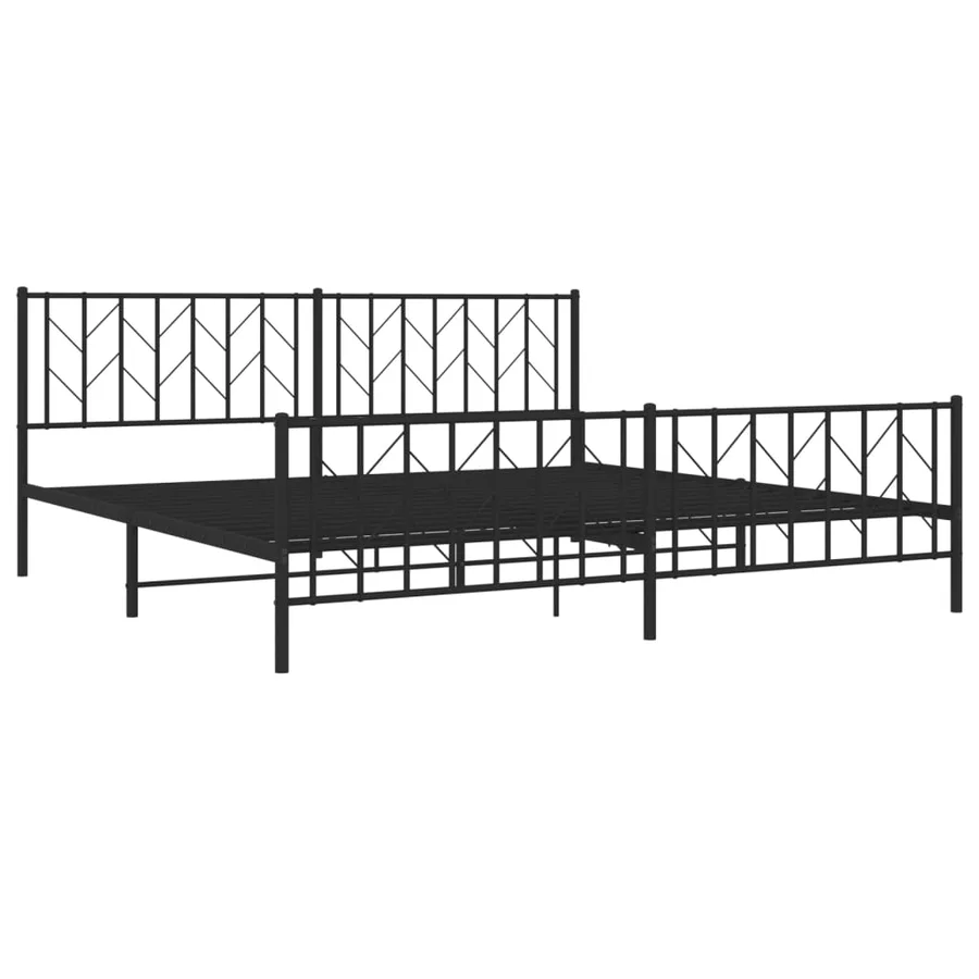 Cadre de lit métal sans matelas avec pied de lit noir 200x200cm - 4
