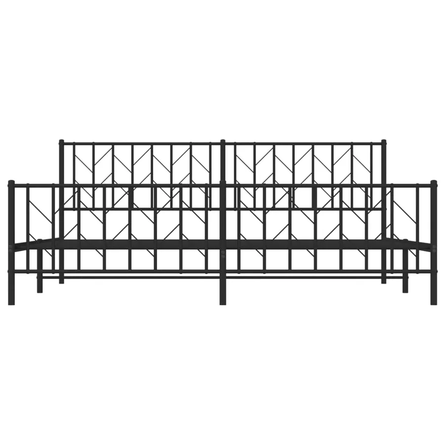 Cadre de lit métal sans matelas avec pied de lit noir 200x200cm - 5