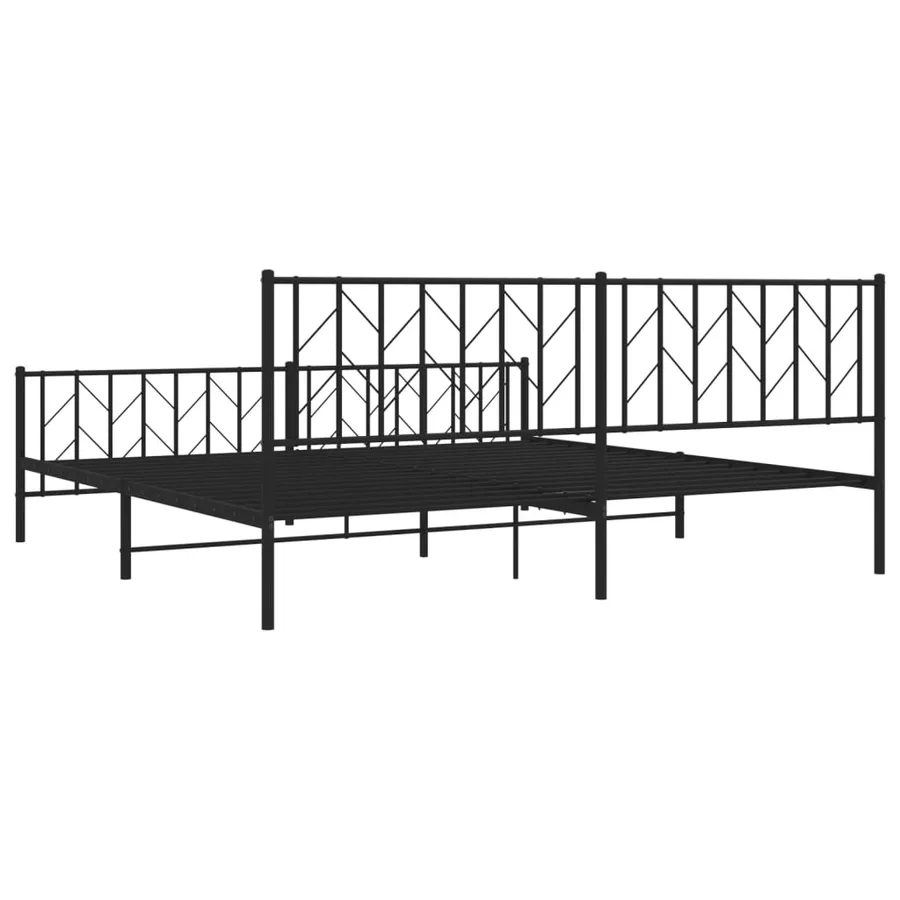 Cadre de lit métal sans matelas avec pied de lit noir 200x200cm - 7