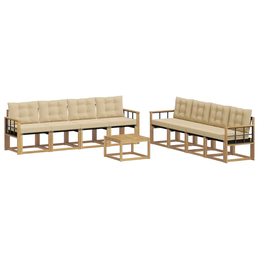 Ensemble de canapés d'extérieur 9 pcs Blanc et Beige - 2