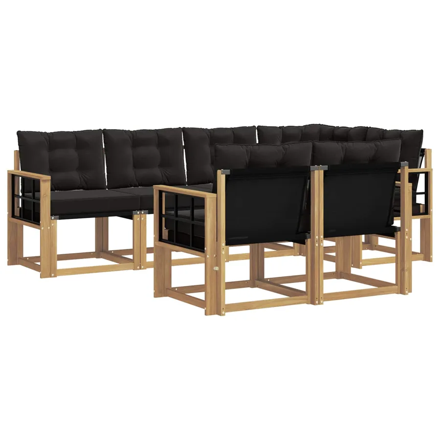 Ensemble de canapés d'extérieur 7 pcs Blanc et noir - 2
