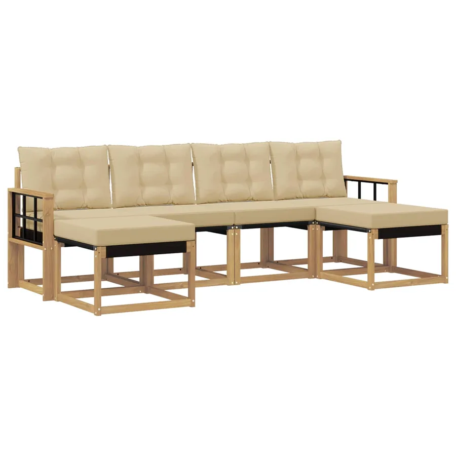 Ensemble de canapés d'extérieur 6 pcs Blanc et Beige - 2