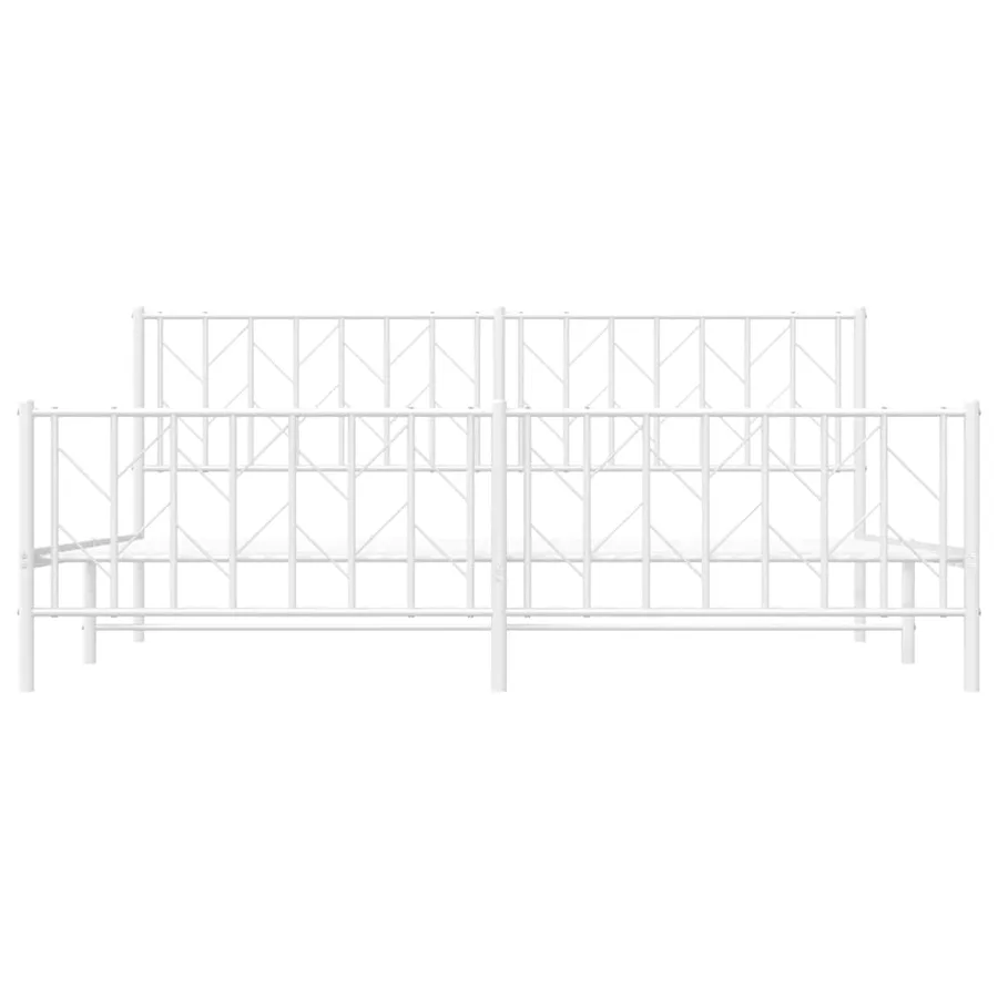 Cadre de lit métal sans matelas et pied de lit blanc 193x203 cm - 6