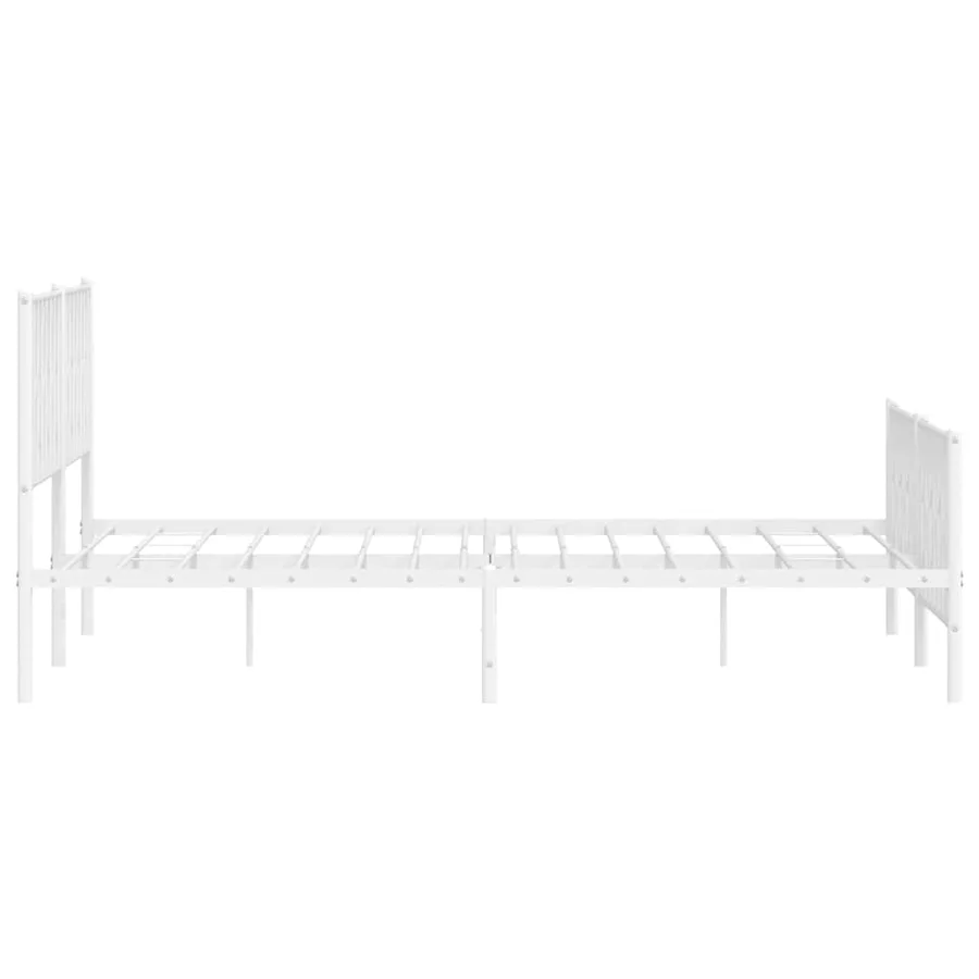 Cadre de lit métal sans matelas et pied de lit blanc 193x203 cm - 7
