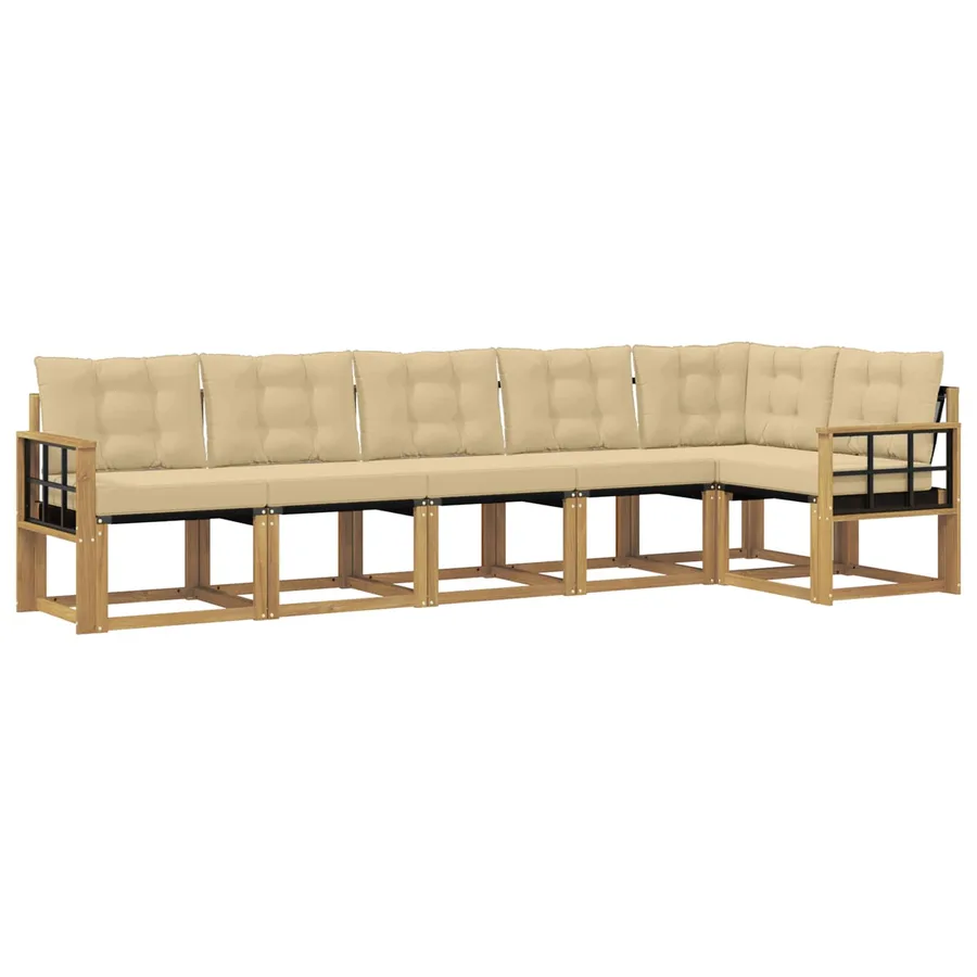 Ensemble de canapés d'extérieur 6 pcs Blanc et Beige - 2