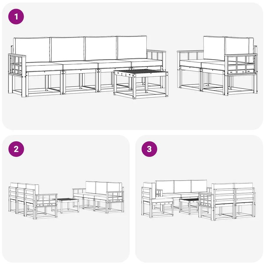 Ensemble de canapés d'extérieur 7 pcs Blanc et anthracite - 6
