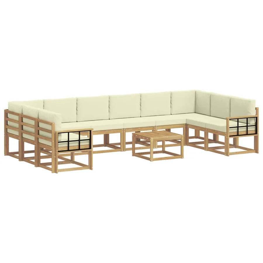 Ensemble de canapés d'extérieur 11 pcs Blanc et crème - 2