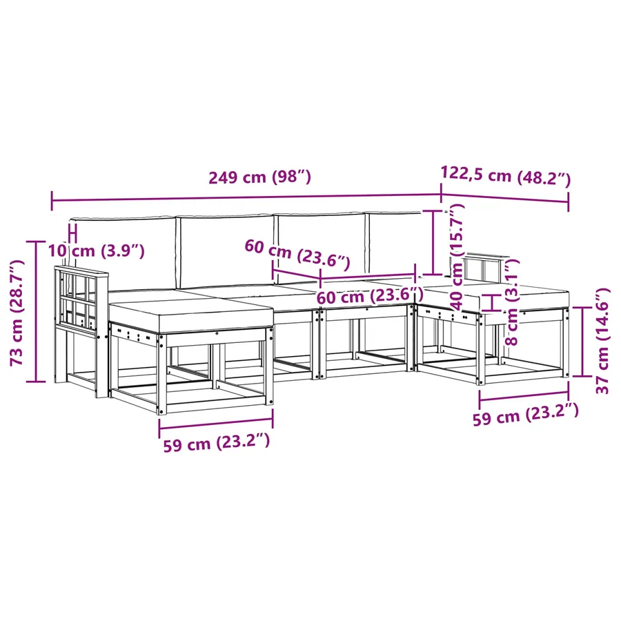 Ensemble de canapés d'extérieur 6 pcs Blanc et anthracite - 6