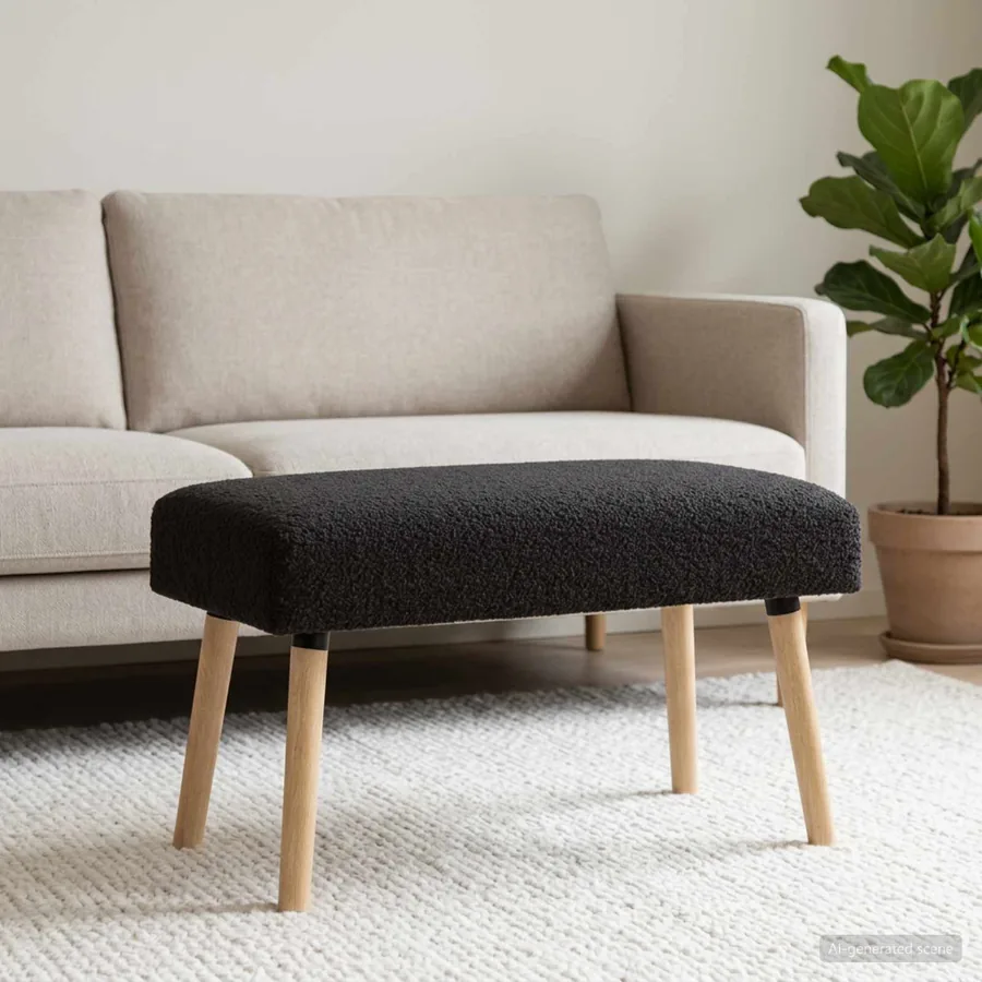 banc Uni Noir 80 x 40 x 46 cm Bouclé