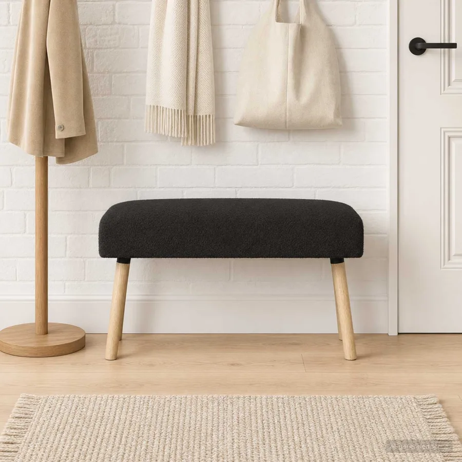 banc Uni Noir 80 x 40 x 46 cm Bouclé - 3