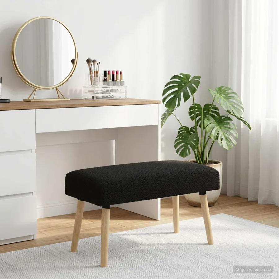 banc Uni Noir 80 x 40 x 46 cm Bouclé - 4