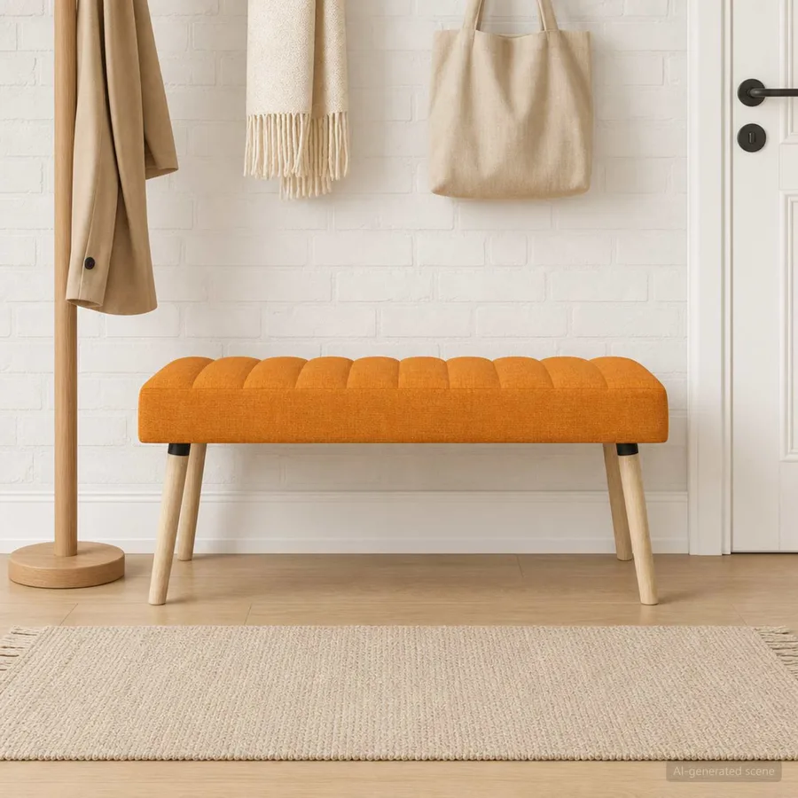 Banc capitonné canal Jaune foncé 110 x 40 x 46 cm Tissu - 3