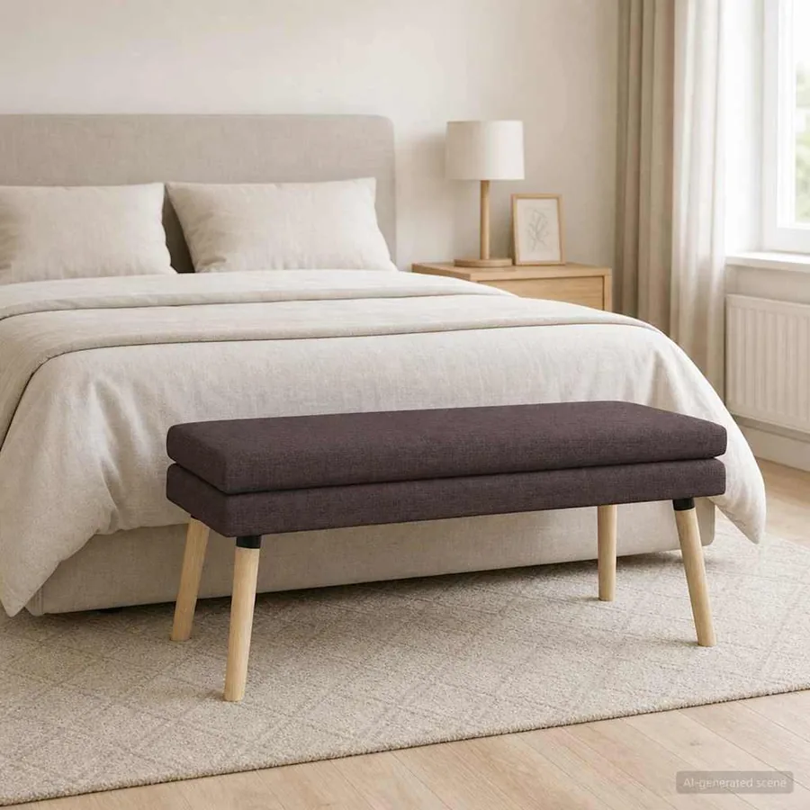 Banc à double couche Marron foncé 110 x 40 x 47 cm Tissu