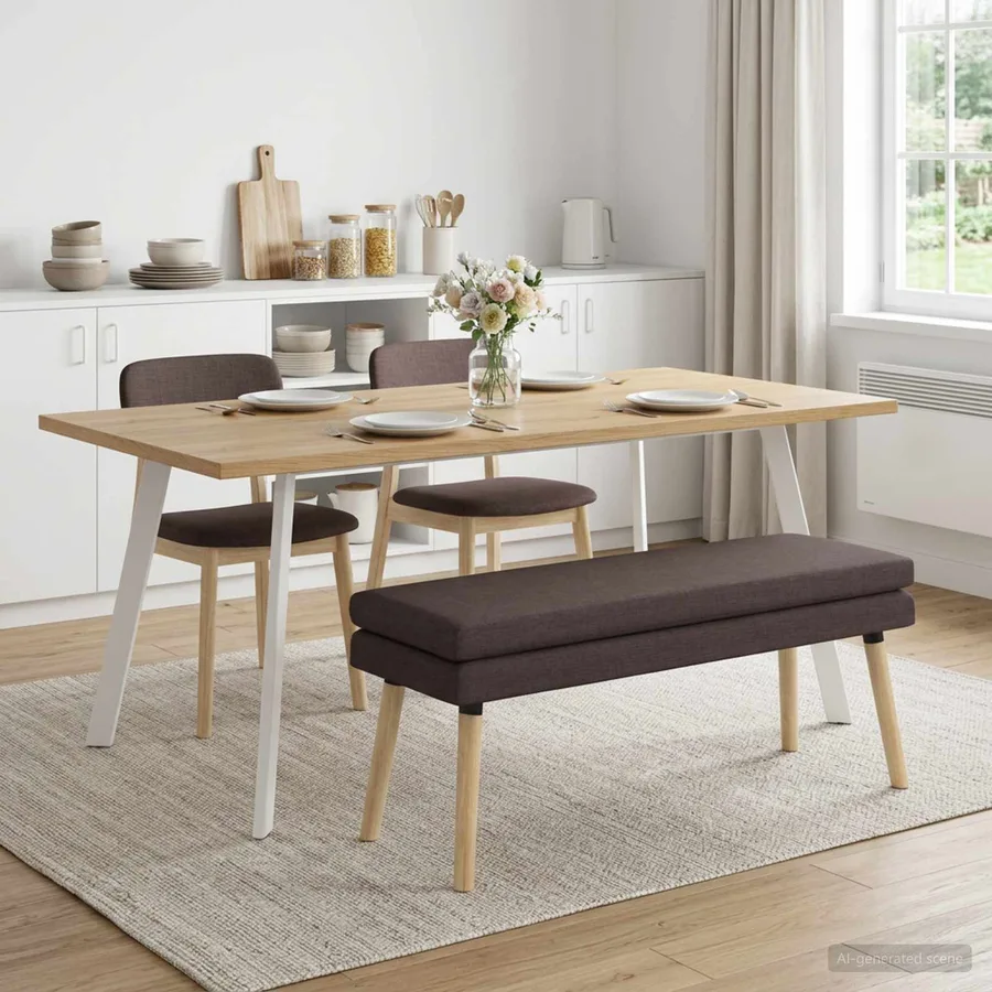 Banc à double couche Marron foncé 110 x 40 x 47 cm Tissu - 3