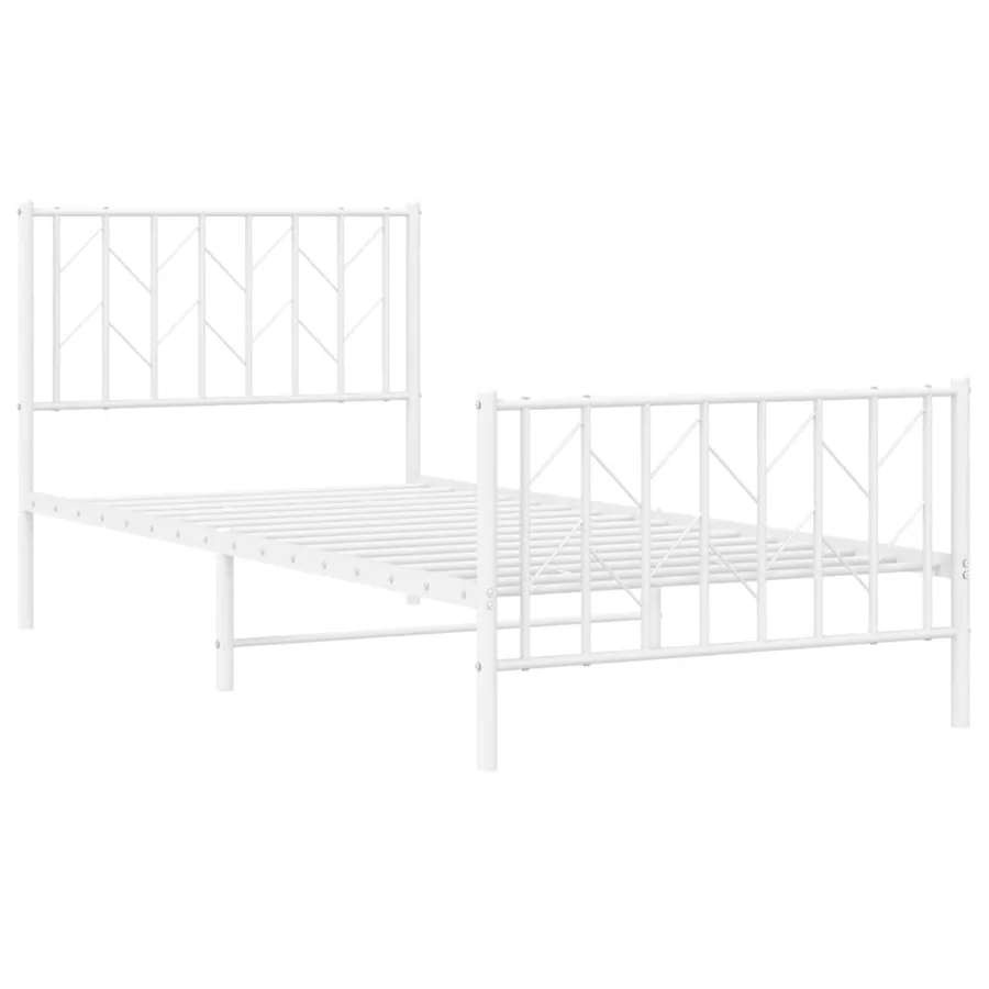 Cadre de lit métal sans matelas avec pied de lit blanc 90x200cm - 4