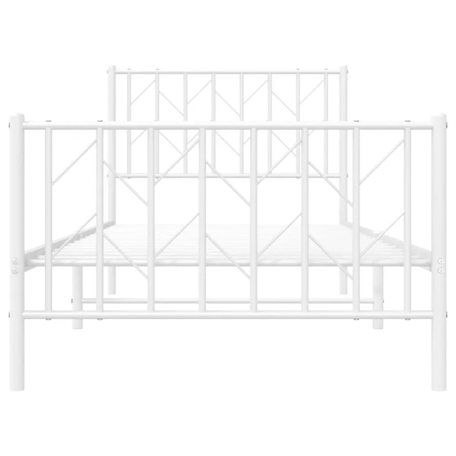 Cadre de lit métal sans matelas avec pied de lit blanc 90x200cm - 5