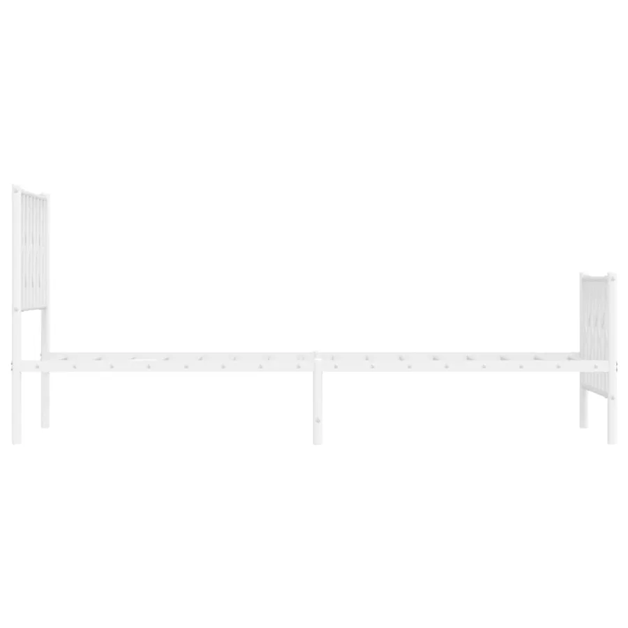 Cadre de lit métal sans matelas avec pied de lit blanc 90x200cm - 6