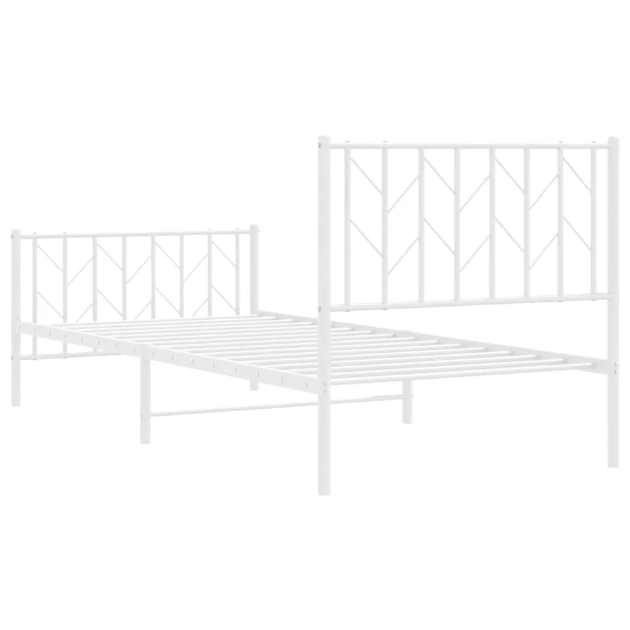 Cadre de lit métal sans matelas avec pied de lit blanc 90x200cm - 7