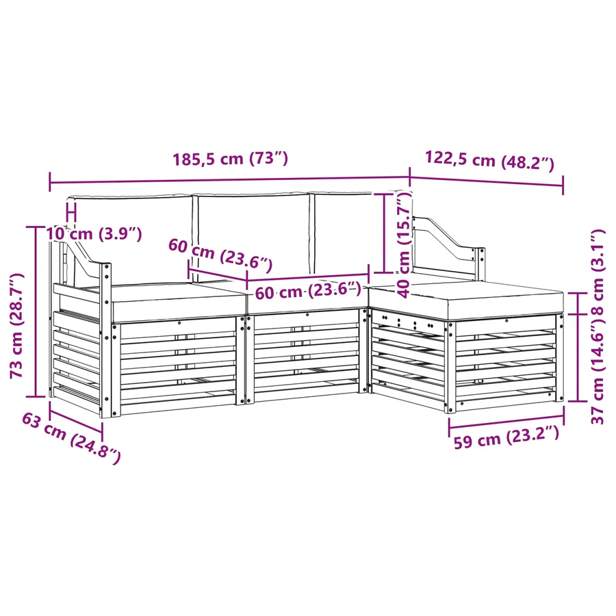 Ensemble de canapés d'extérieur 4 pcs Blanc et Beige Polyester - 6