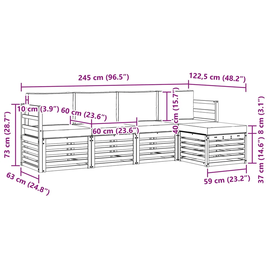 Ensemble de canapés d'extérieur 5 pcs Blanc et Beige Polyester - 6