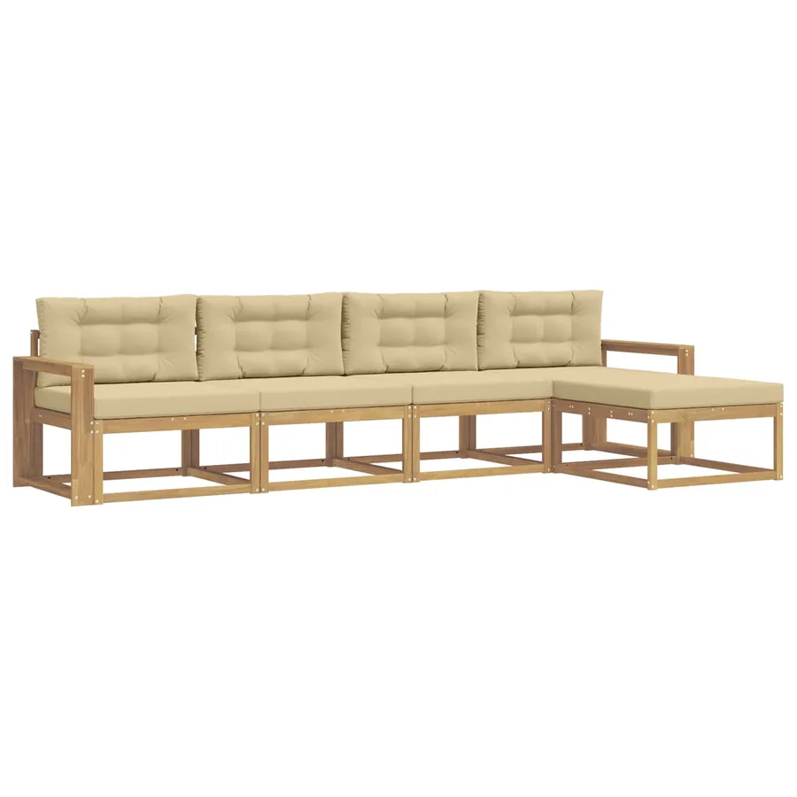 Ensemble de canapés d'extérieur 4 pcs Blanc et Beige Polyester - 2