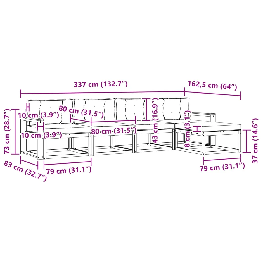 Ensemble de canapés d'extérieur 4 pcs Blanc et Beige Polyester - 6