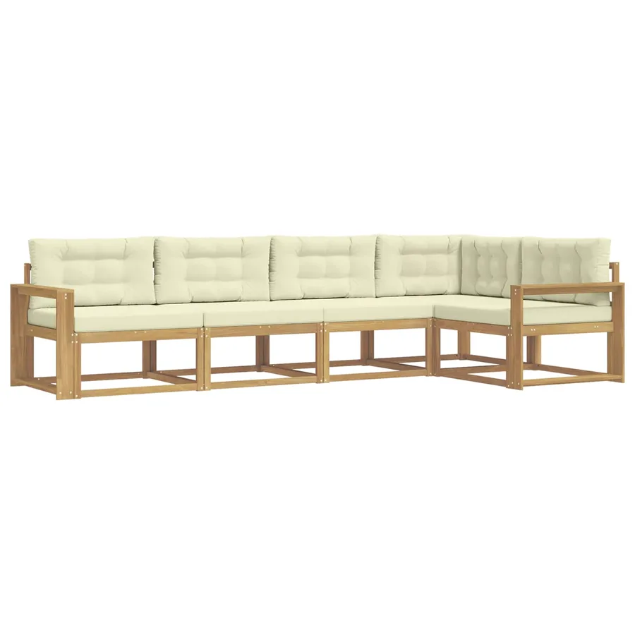 Ensemble de canapés d'extérieur 4 pcs Blanc et crème Polyester - 2