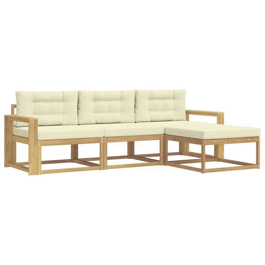 Ensemble de canapés d'extérieur 4 pcs Blanc et crème Polyester - 2